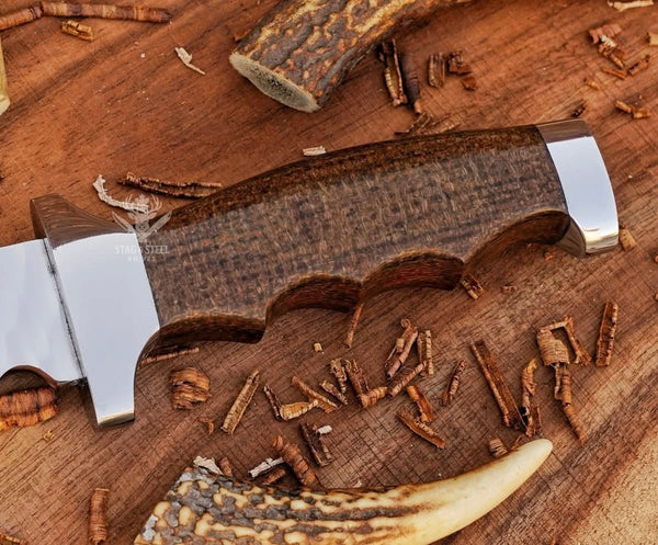 Large D2 Steel Bowie Knife With Brown Micarta Handle