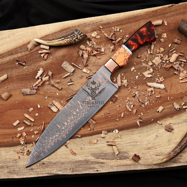 Chefs knife -Custom Cu Mai 9 inch Blade kitchen knife
