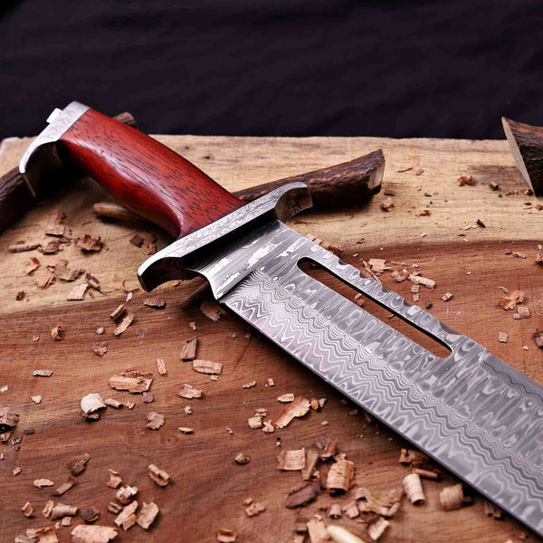 Damascus guard and blade junction on Rambo III bowie knife