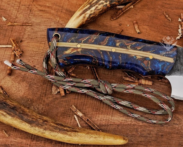 skinning knife ideal for deer processing with pinecone handle