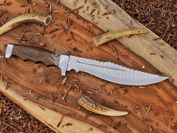Large bowie knife - Hand Forged D2 Steel fixed blade with Micarta Handle