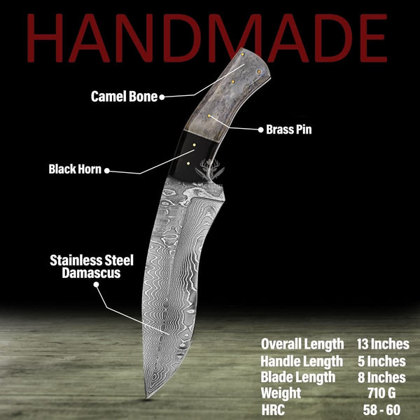 Premium Damascus Kukri Bowie knife