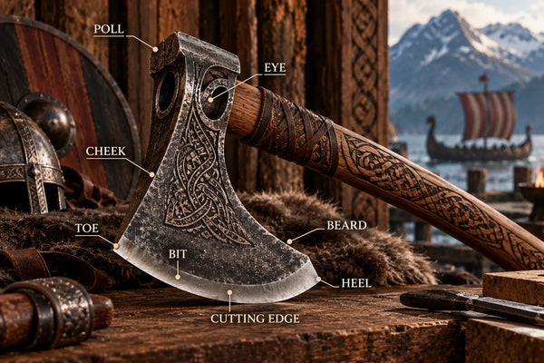 Viking Axe Head Anatomy: Beard, Bit, Eye, and Poll