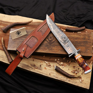 Copper Damascus Bowie knives