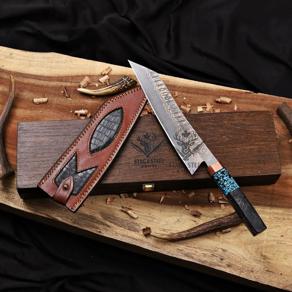 Handmade Best Chef Knife with sheath and wood box