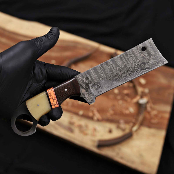 Handmade Bull Cutter Knife with ringtail handle