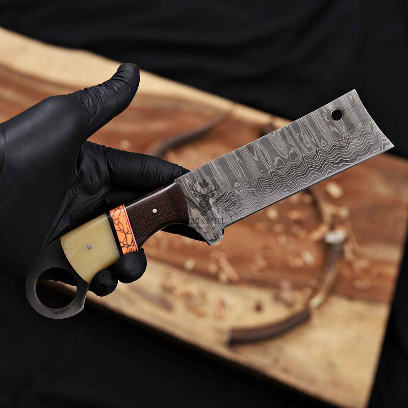 Handmade Bull Cutter Knife with ringtail handle
