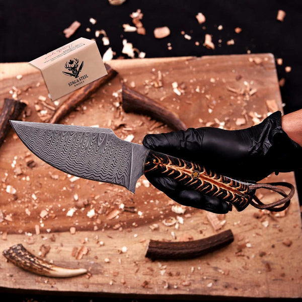 Handmade Best Hunting Knife with Pine Cone Handle
