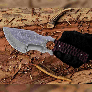 Handmade VG10 Damascus Steel Tracker knife with Micarta Handle