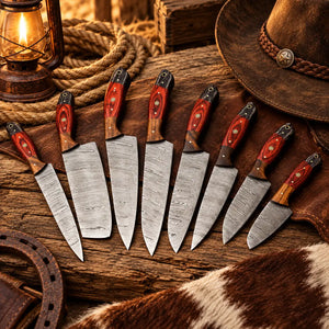 Stag Steel 10-piece professional chef knife set with wooden handles