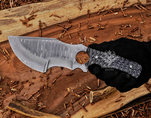 Hand-Forged Damascus Bushcraft Tracker Knife