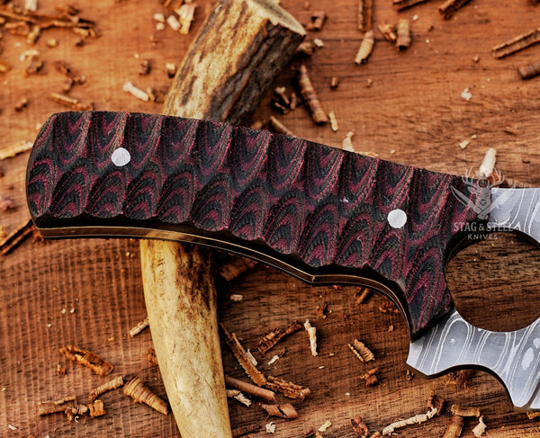 Hand-Forged Damascus Bushcraft Tracker Knife