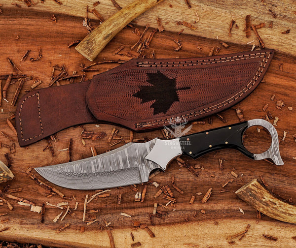 Custom Ringtail Hunting Knife – Stainless Damascus Blade