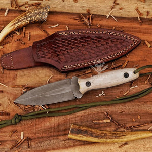 D2 steel small dagger with camel micarta handle