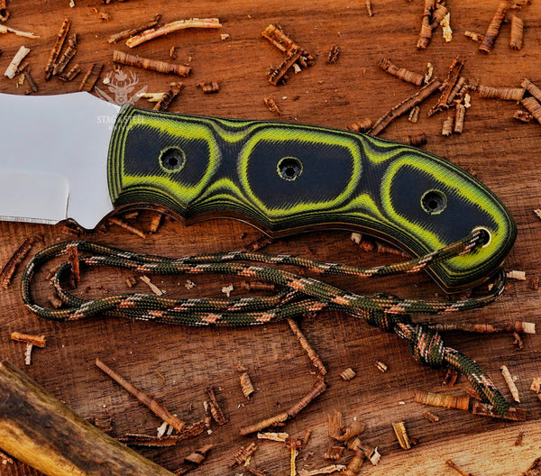 Handmade D2 Tracker Knife – Tom Brown Survival Blade with Green Micarta Handle