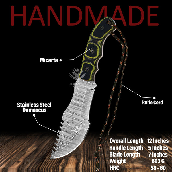 Custom Tracker Knife – Tom Brown-Inspired Stainless Steel Damascus