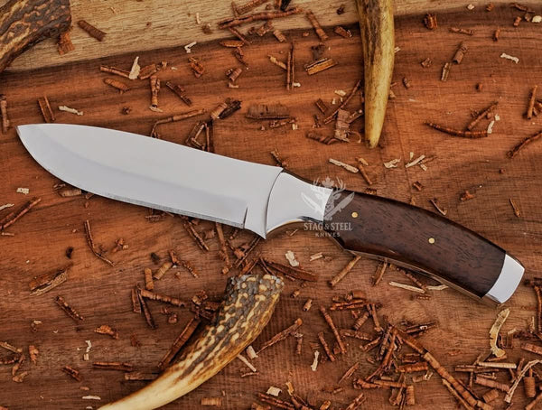 D2 Steel Hunting Bushcraft Knife: Mirror Polish Blade