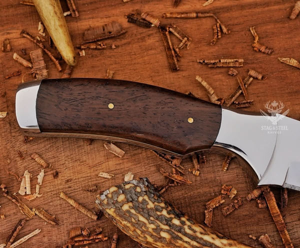 D2 Steel Hunting Bushcraft Knife: Mirror Polish Blade
