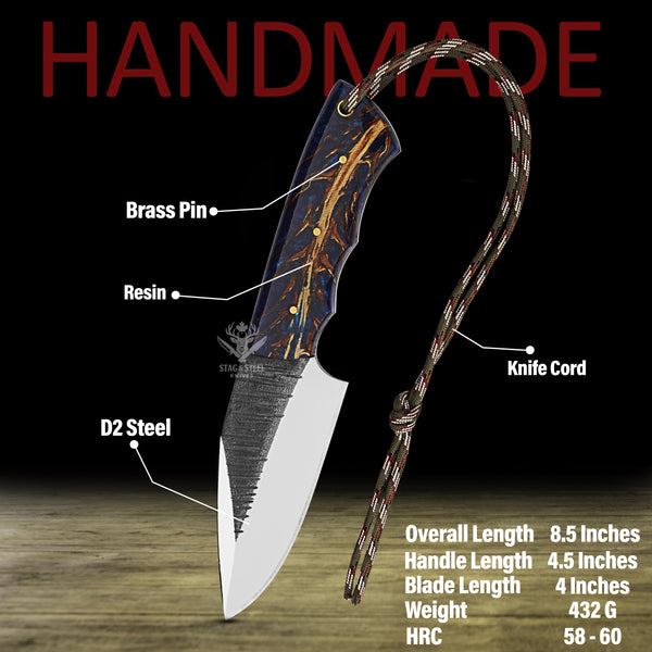 Handmade D2 Skinning Knife –Big Game Hunting & Deer Processing knife
