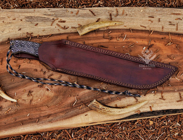 Handmade D2 Steel Machete Knife  – Grey Micarta Handle – Full Tang Bushcraft Survival Knife with Micarta Handle | Outdoor Hunting & Camping Gift (Copy)