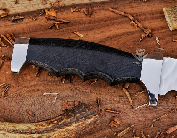 D2 Steel Knife - Hand Forged Knife with Black Micarta Handle | Survival & Hunting Gift Blade