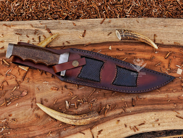 Handmade Damascus Bowie Knife – Black Micarta Handle – Hunting & Collectible Gift Knife