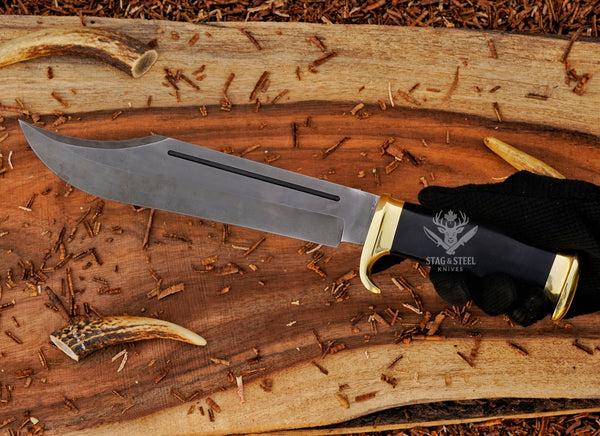 Custom Dundee Bowie Knife – Handmade Survival D2 steel Knife with Black Micarta Handle & Sheath