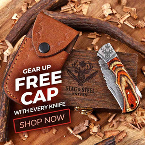 Multi Color Damascus Pocket Knife Free Gift