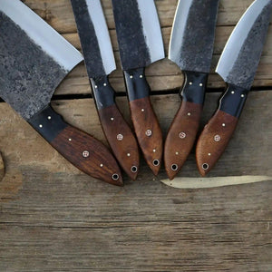 Carbon Steel Bunka Knife Set 5 Piece  Rosewood Handle