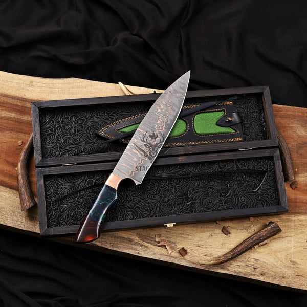 Damascus Chef knife handmade 10 inch Chef blade - Resin Handle