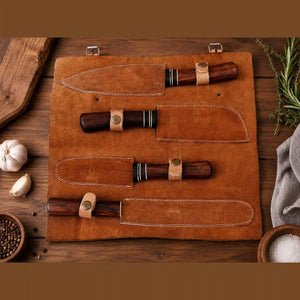 Damascus Slicing and Butcher Knife Set with Carving Fork