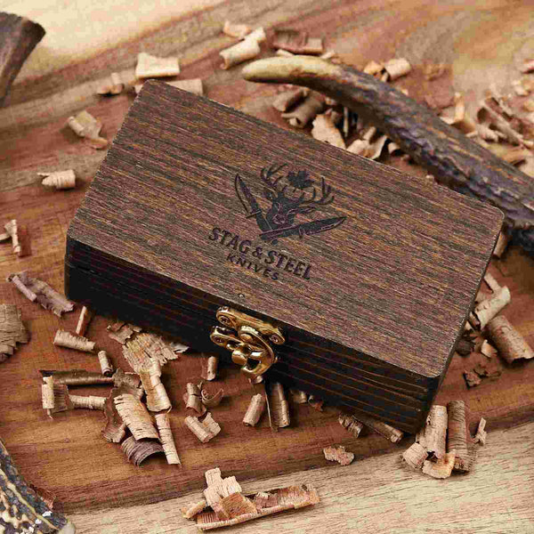 Blue Pakka Wood Damascus Folding Knife for Everyday Carry with wooden box