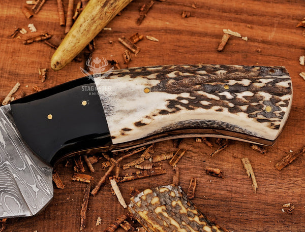 damascus kukri bowie knife leather sheath