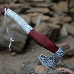 Hand Engraved Norse Bearded Axe with Antique Finish