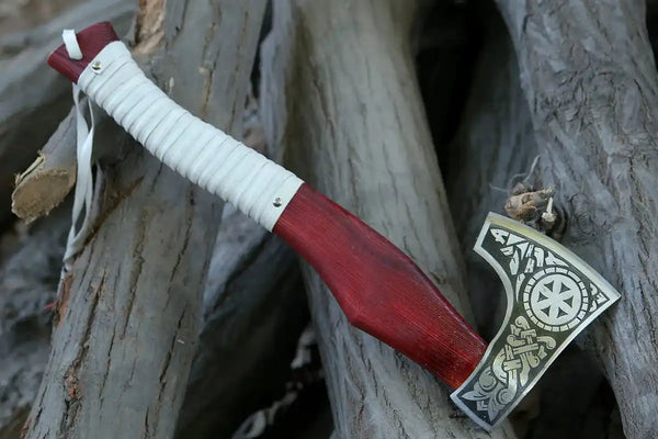 Hand Engraved Viking Axe with Antique Norse Finish