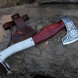 Antique Finish Viking Bearded Axe with Norse Engraving