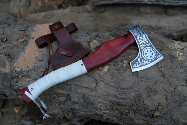 Antique Finish Viking Bearded Axe with Norse Engraving