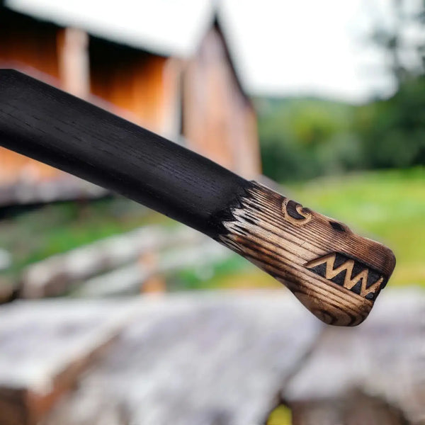 Slavic Viking Axe with Kolovrat Sunwheel Design