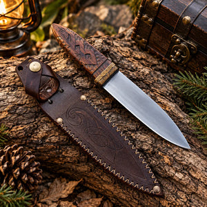 nordic-hunting-knife-1095-carved-handle-leather-sheath