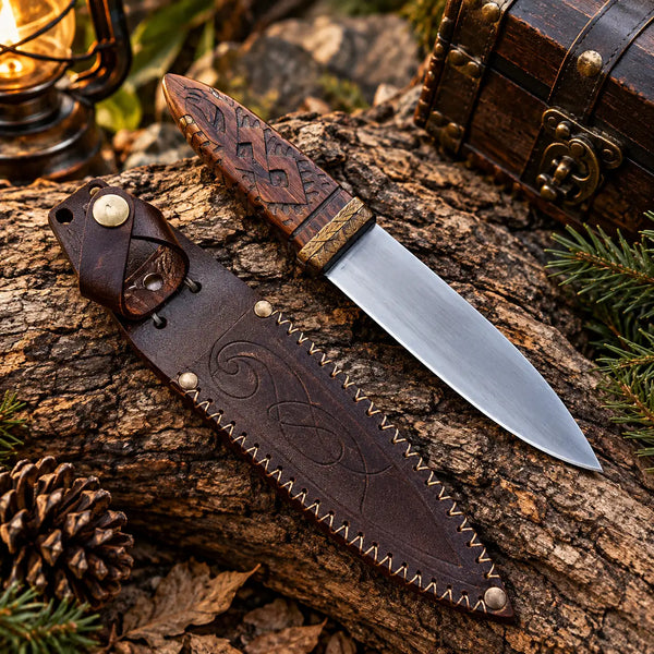 nordic-hunting-knife-1095-carved-handle-leather-sheath