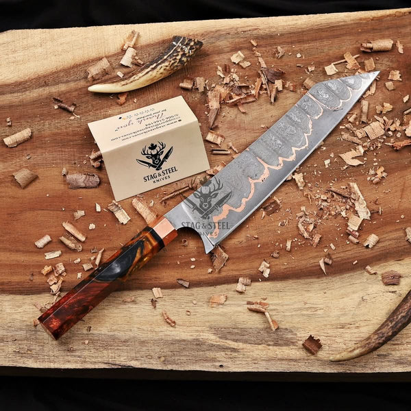 Gyuto Chef Knife - Cu Mai K-Tip Copper Damascus Knife