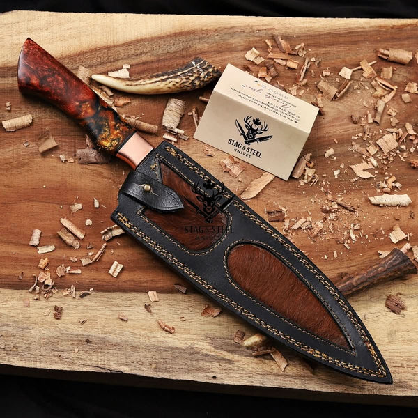 Damascus Kitchen Knife- 10 inch Cu Mai blade with Resin handle