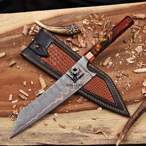 Gyuto Chef Knife - Cu Mai K-Tip Copper Damascus Knife