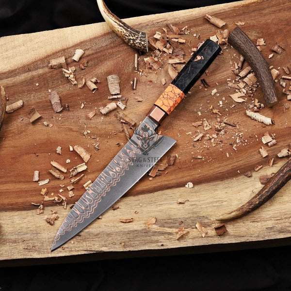 Best Japanese Chef Knife – Premium 8 inch Copper Damascus Blade