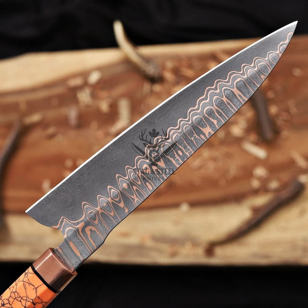 Best Japanese Chef Knife – Premium 8 inch Copper Damascus Blade