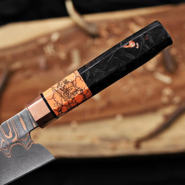 Best Japanese Chef Knife – Premium 8 inch Copper Damascus Blade