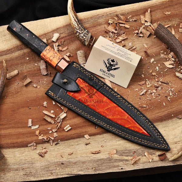 Best Japanese Chef Knife – Premium 8 inch Copper Damascus Blade