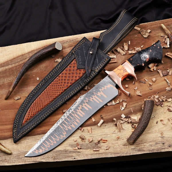 Cu-Mai Bowie Knife with Solid Copper Guard – Full Tang Fixed Blade