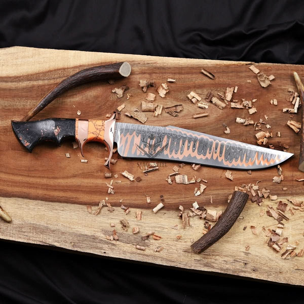 Cu-Mai Bowie Knife with Solid Copper Guard – Full Tang Fixed Blade