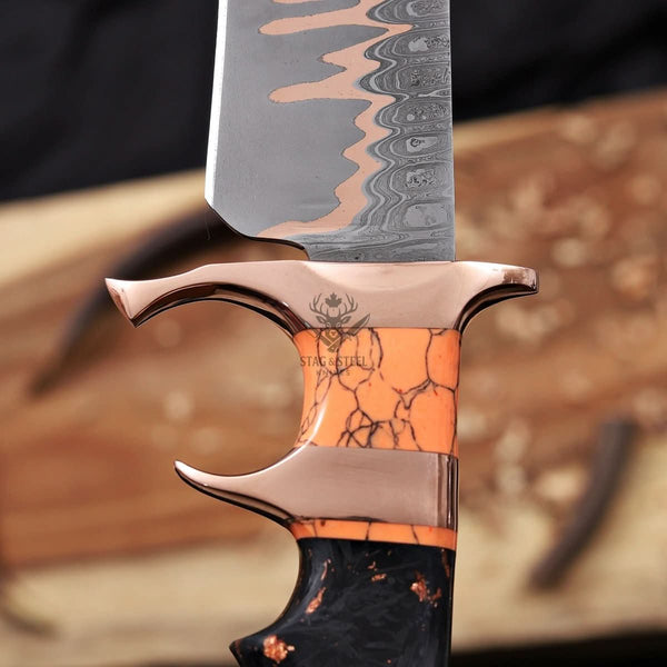 Cu-Mai Bowie Knife with Solid Copper Guard – Full Tang Fixed Blade